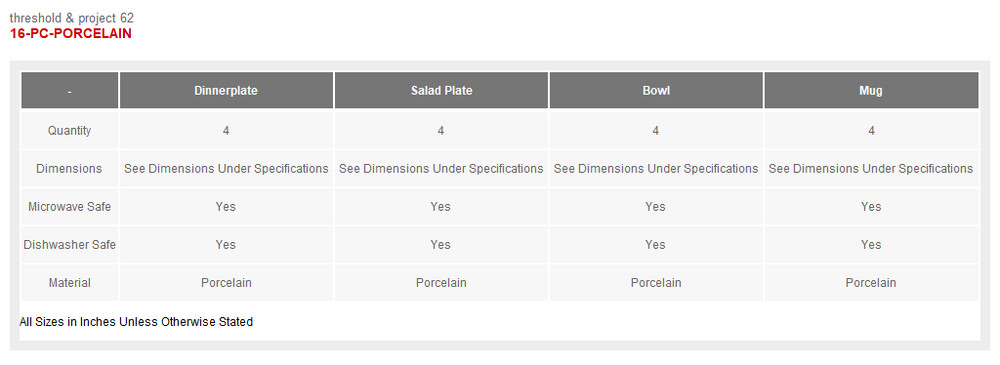 Square Rim Porcelain 16pc Dinnerware Set - Threshold