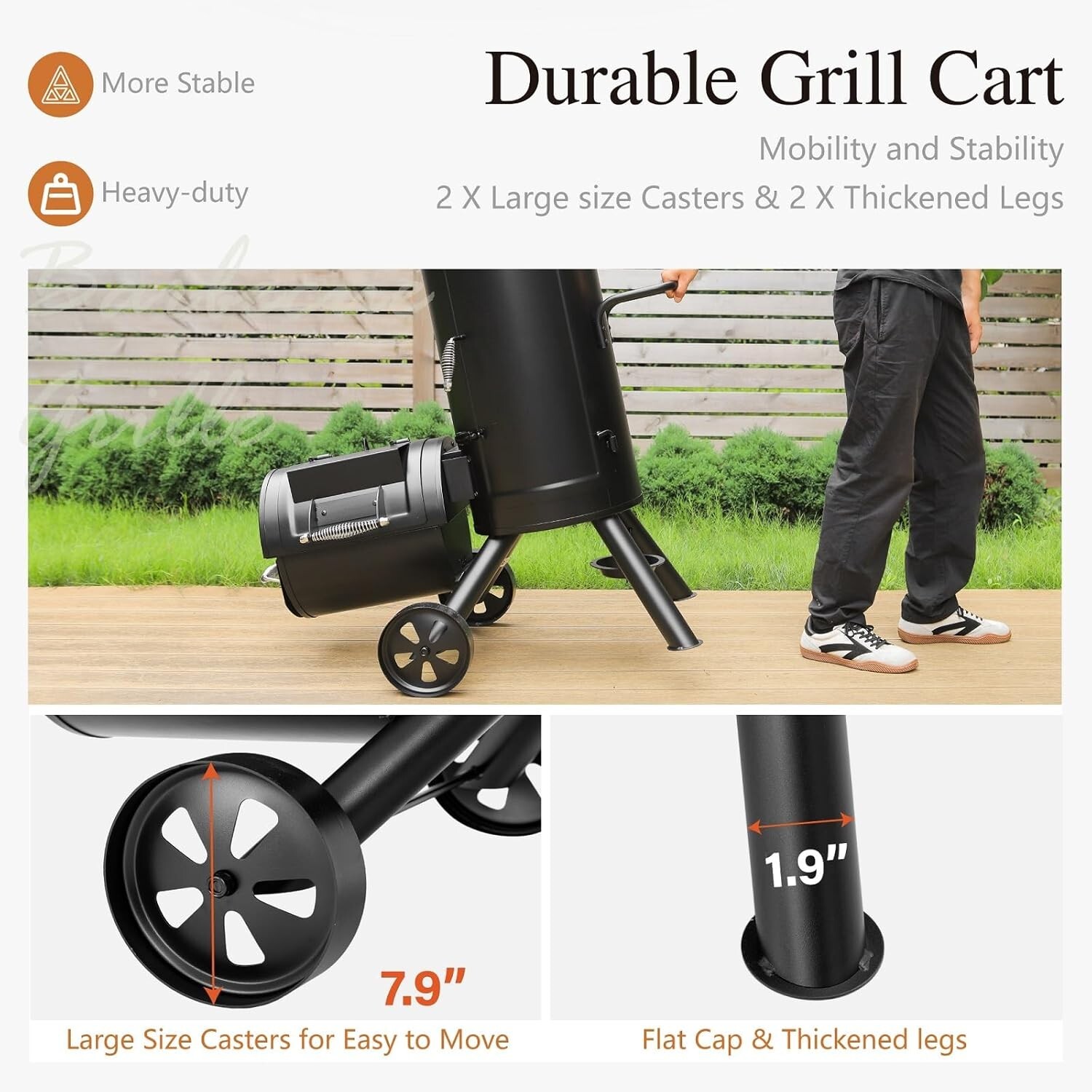 Outdoor BBQ Grill Heavy Duty Vertical Offset Charcoal Smoker Grills Extra Large