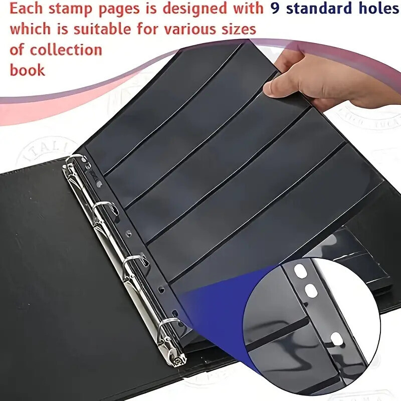 Stamp Pages for Stamp Album Binder, 10 Sheet 5 Rows Pages for Stamp Collectors