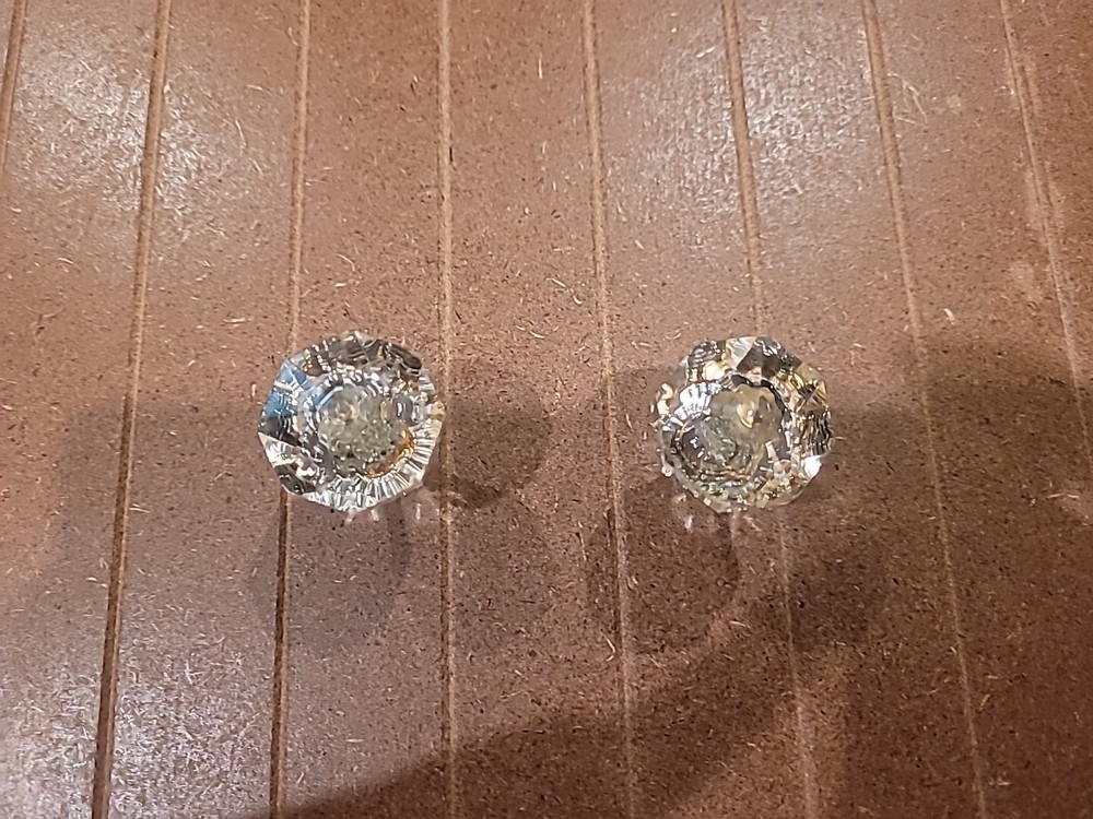 CAL CRYSTAL M13/32 Octagonal Crystal Knobs With Polished Chrome Base-Set Of 2