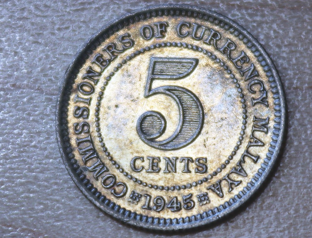 1945 Malaya 5 Cents Silver