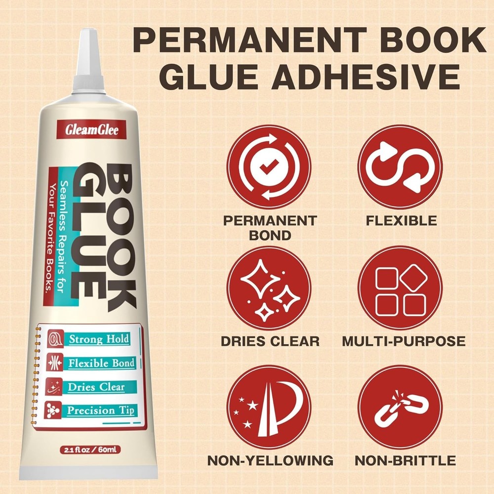 Flexible Clear Adhesive for Bookbinding & Crafts - 60ml x 2 Pack Essentials