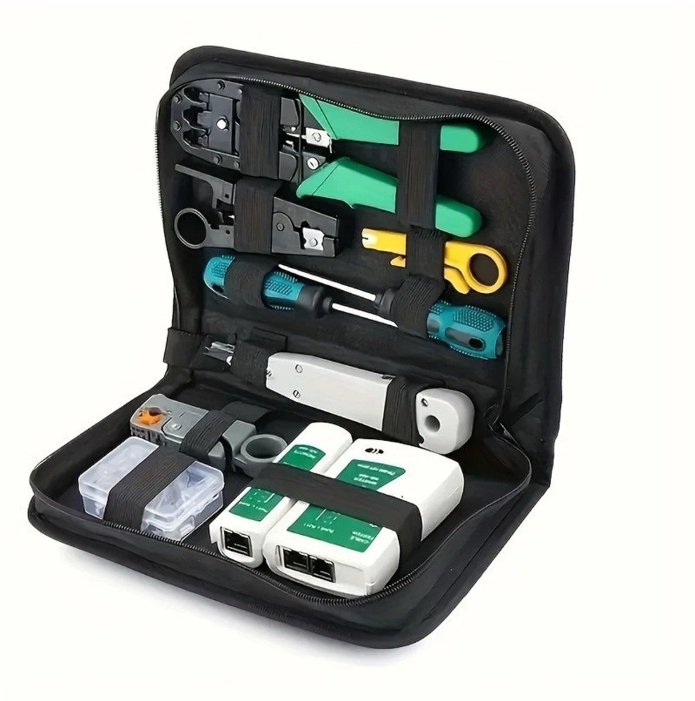 Network Tool Repair Kit -Crimper, Tester & Strippers for Ethernet Cable Work
