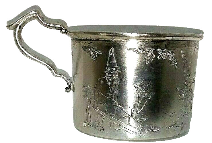 Silver Plated Baby / Child Cup  Engraved Gnomes Garden Benedict U.S.A. # 684