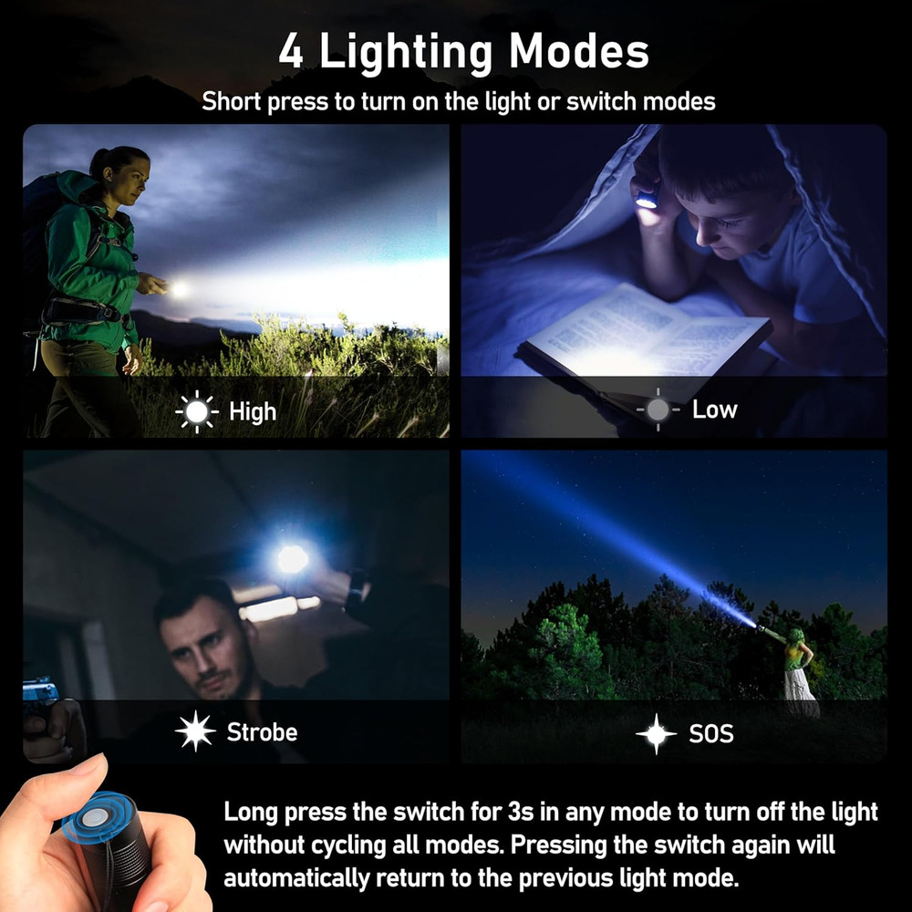 Flashlight Rechargeable, High Lumens Flashlight, Super Bright Small LED Flash Li