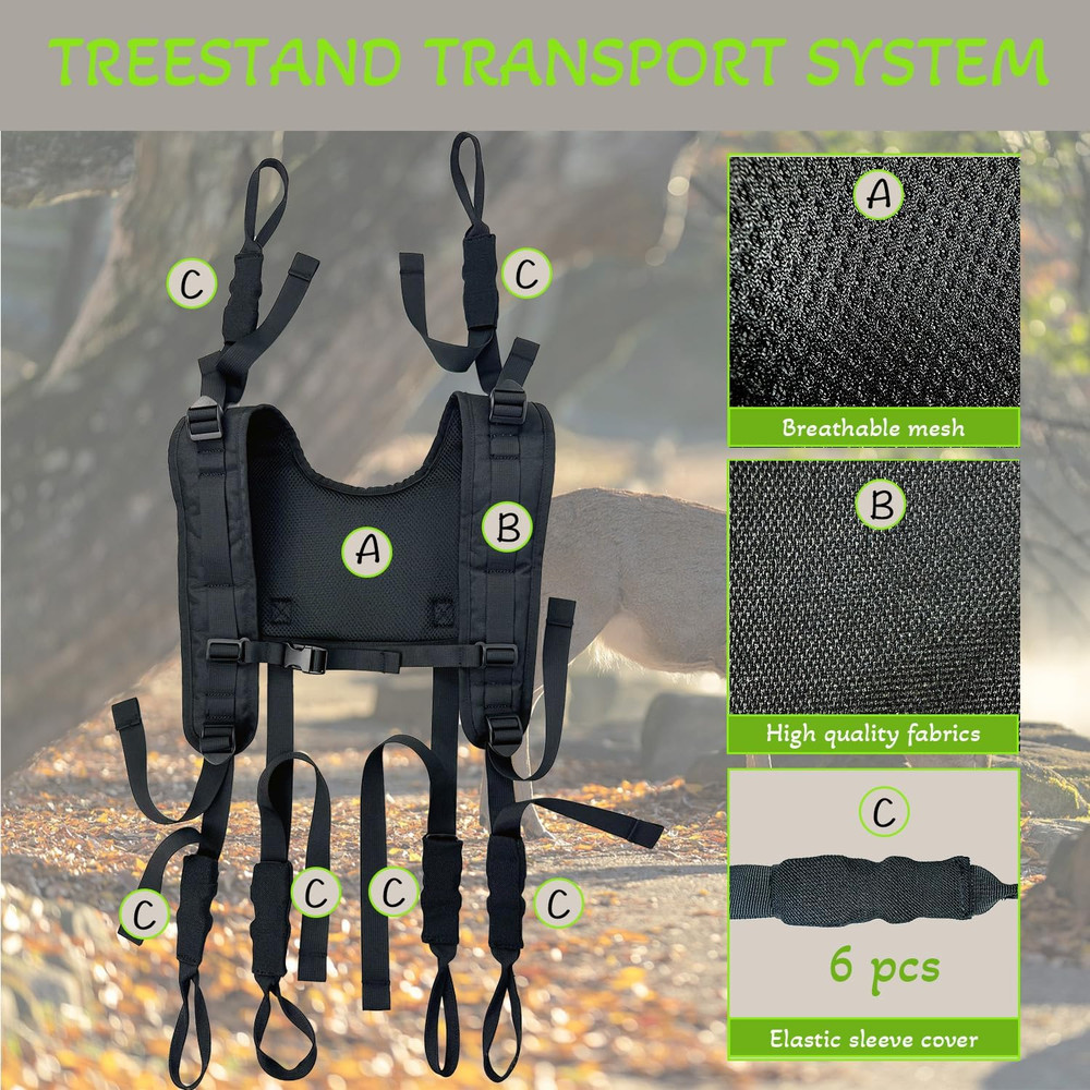 Lightweight Universal Tree Stand Transport Backpack with Adjustable Straps