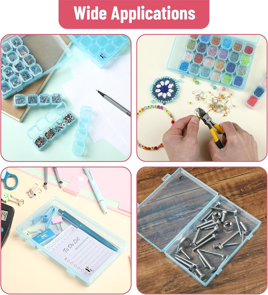 - Bead Storage Containers, 28 Grids, 2 Pack, Transparent Blue Small Bead Orga...