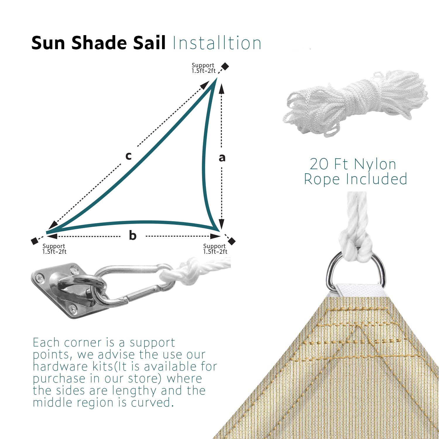 Sun Shade Sail Triangle Canopy Cover UV Block Sunshade Yard Deck Patio Outdoor