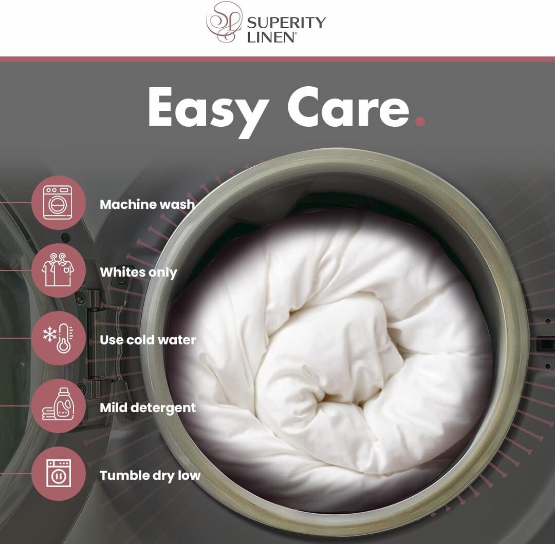 Superity Linen 100% Cotton Button Closure Duvet Cover White
