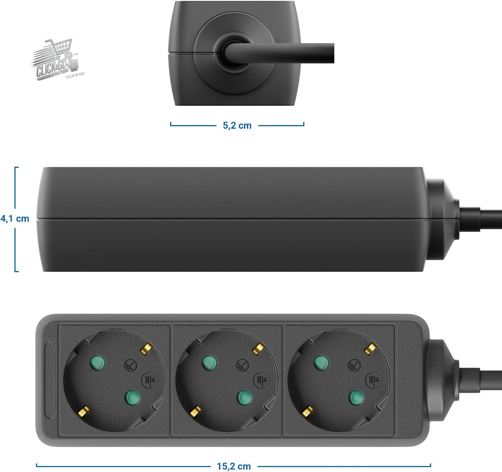 3 Outlet Compartments With Flat Connector Electrical Cable for Inter
