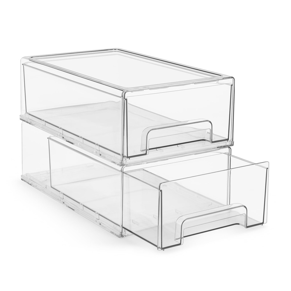 Sorbus Medium Clear Stackable Storage Drawers – 2-Pack Plastic Organizer Bins wi