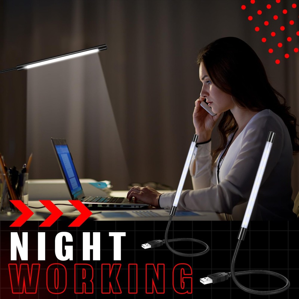 2 Pieces USB LED Light for Laptop Keyboard Gooseneck Light Computer Lamp Flex...