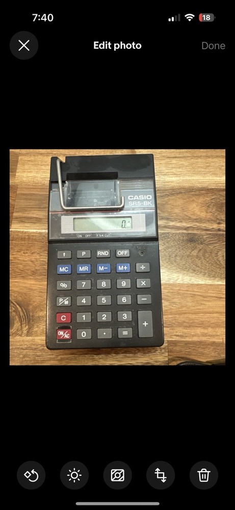 Working Casio SR-5 Calculator with printer built-in- Unsure If Printer Works
