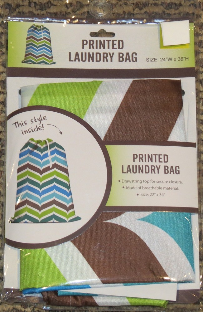 Chevron Print Drawstring Laundry Bag NEW