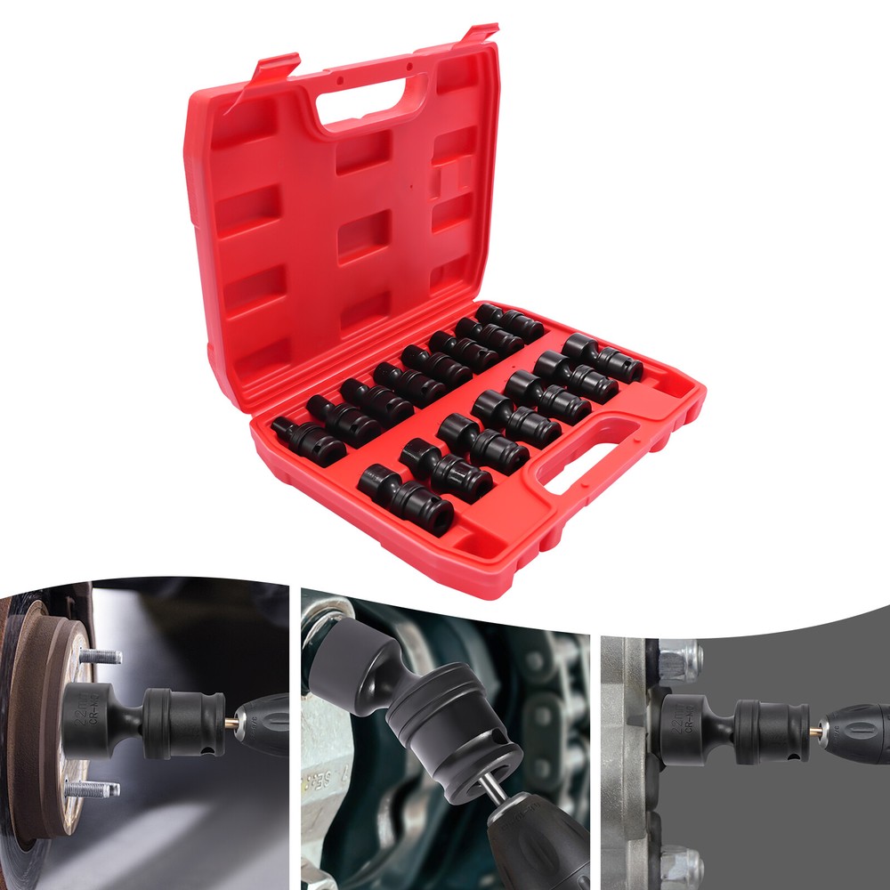 3/8" Drive Shallow Impact Universal Joint Socket Set, 15-Piece Swivel Socket Set