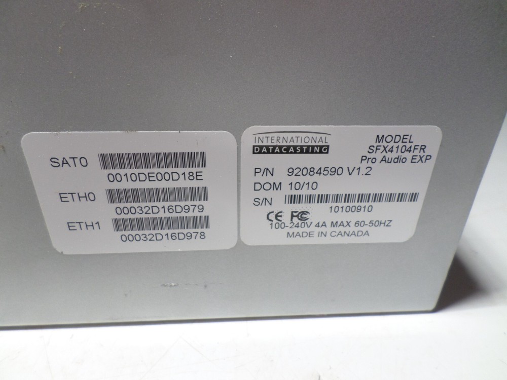 International Datacasting SFX4104FR SuperFlex Pro DVB-S Pro Audio Exp DV3