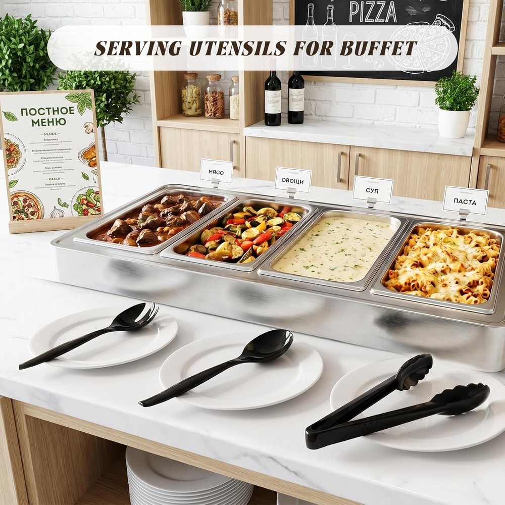 18Pcs Serving Utensils 10'' Plastic Serving Utensils Set Disposable Serving