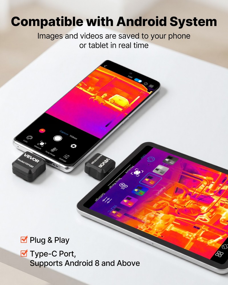 VEVOR Thermal Imaging Camera for Android 320x240 Super Resolution Thermal Image