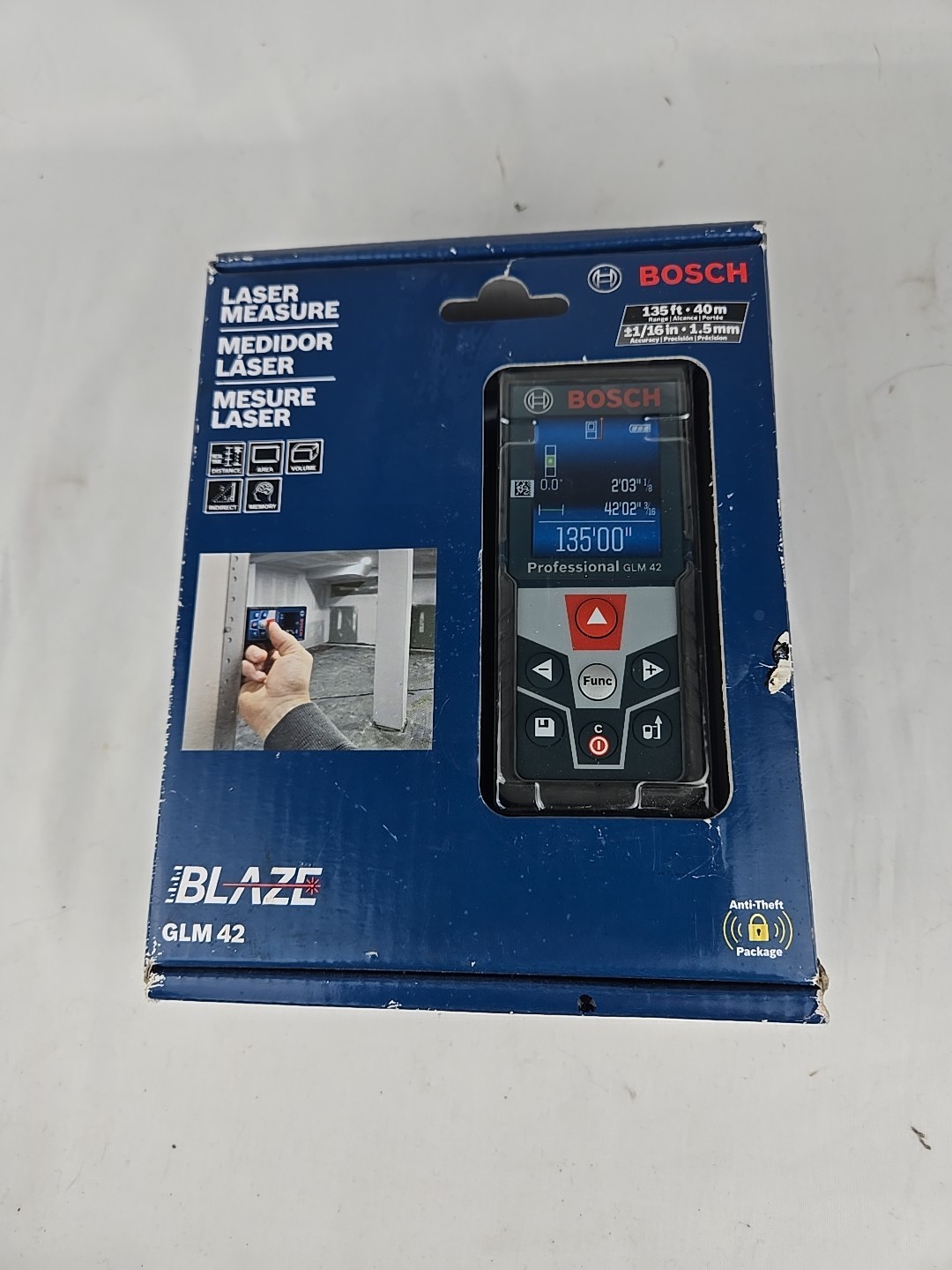 Bosch GLM 42 Blaze Laser Measure NIB Sealed 135 Ft Range Open Box