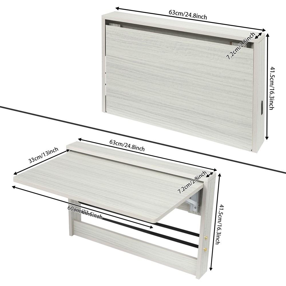 Folding Wall Table, Fold Down Table Wall Mounted, Round Corners Folding Table