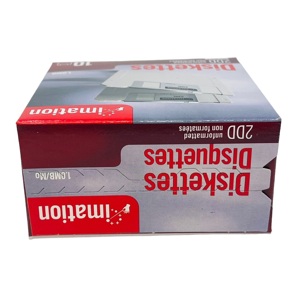 IMATION 1.0MB 2DD UNFORMATTED DISKETTES RED BOX 10 PACK NEW/UNUSED SURPLUS