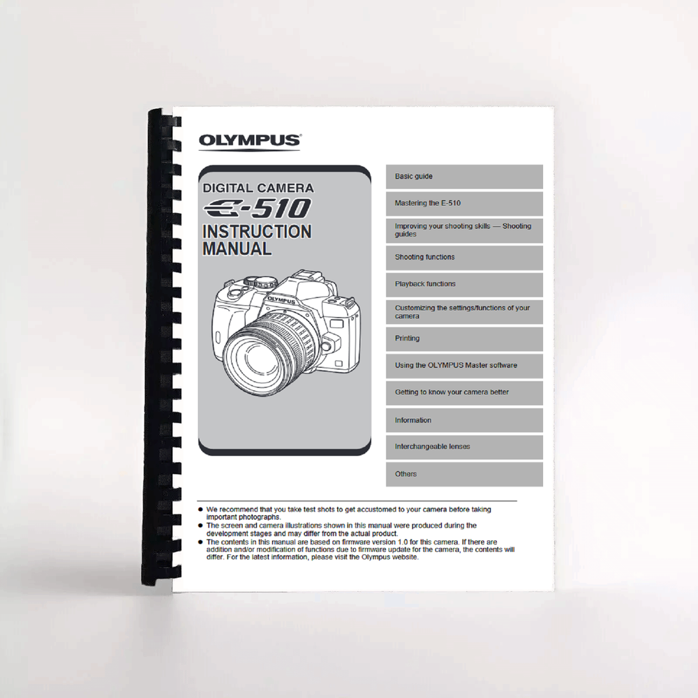 Olympus E-510 Mark Digital Camera INSTRUCTION MANUAL