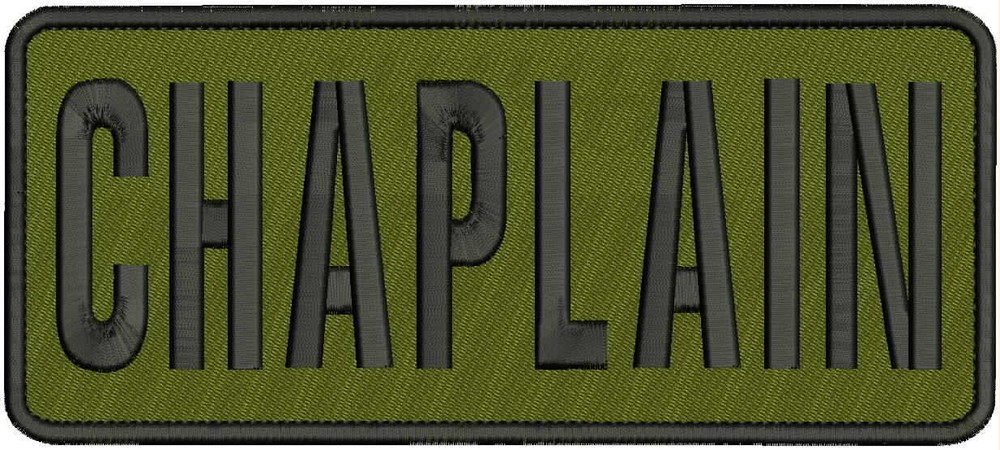 CHAPLAIN EMBROIDERY PATCH 4X10 HOOK ON BACK  OD/BLK