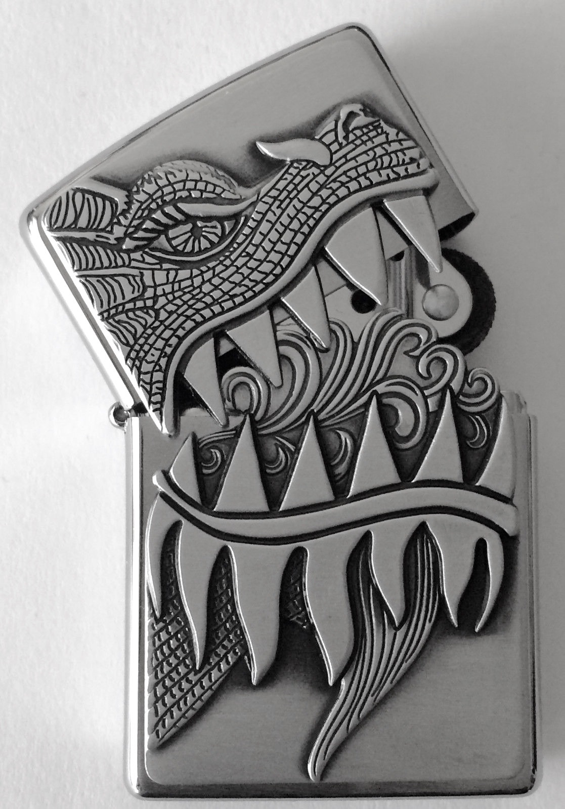 Zippo Windproof Fire Breathing Dragon Lighter, 28969, New In Velour Box