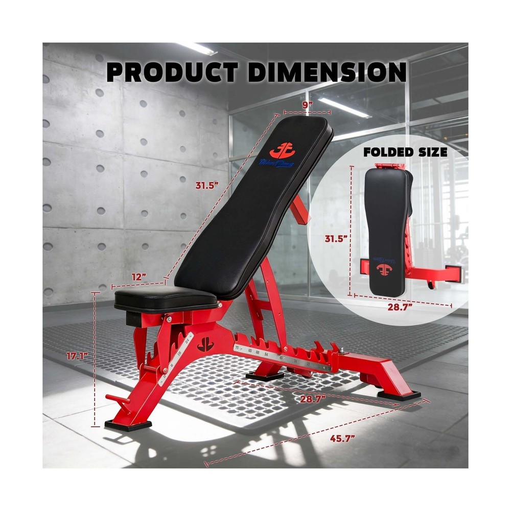 Adjustable Weight Bench 1300 lb Capacity, Foldable Workout Bench with 10 Back...