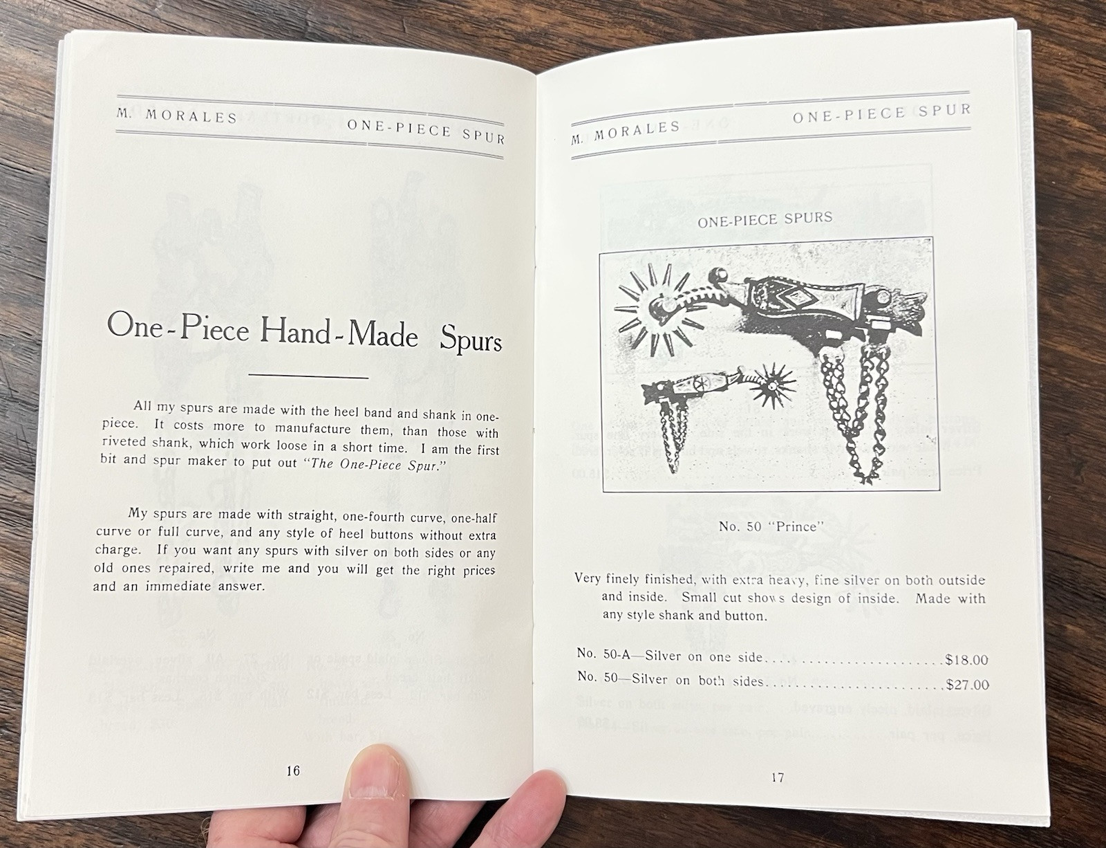 REPRINT COPY OF M. MORALES BIT AND SPUR MAKER EARLY 1900s CATALOGUE NO. 1