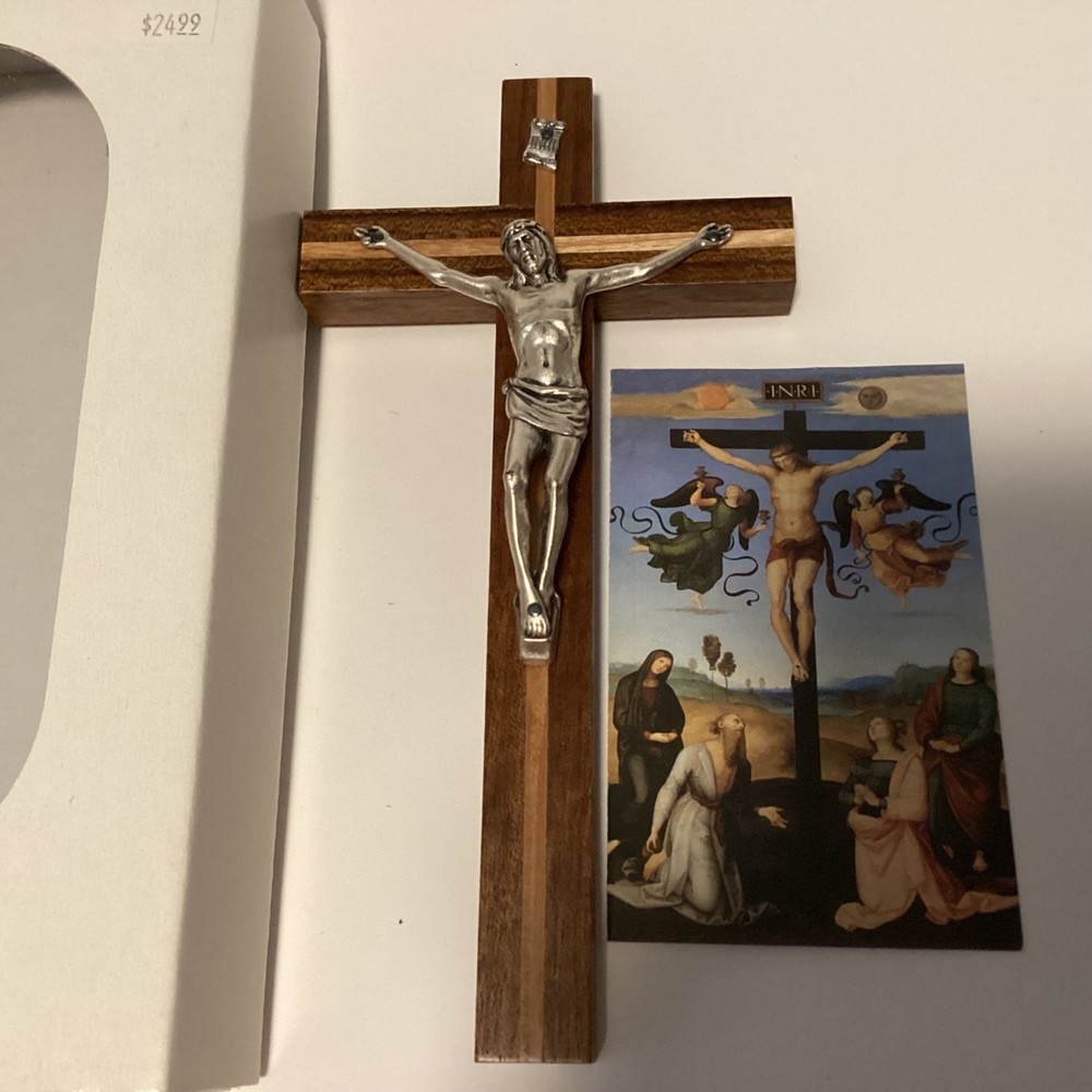 INRI CRUCIFIX 8" BOXED Silver Tone