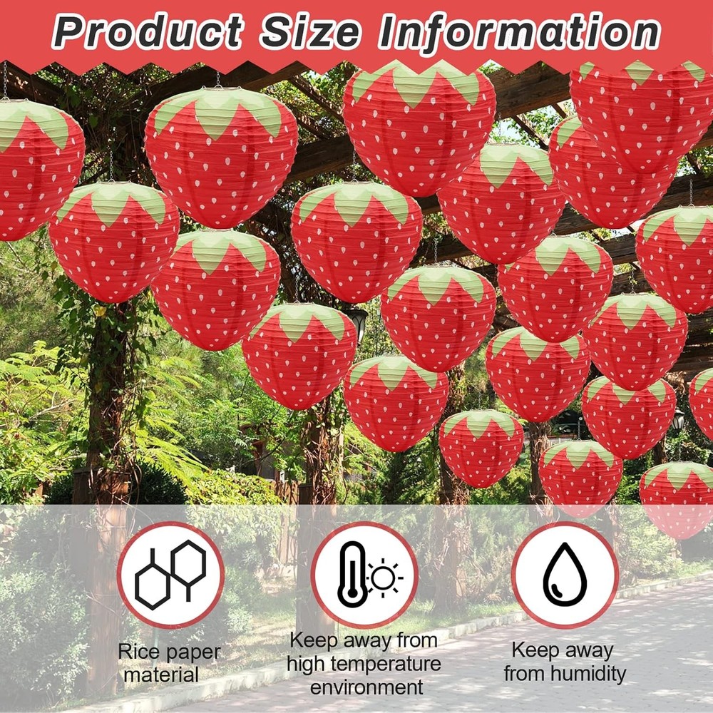 4Pcs Strawberry Paper Lanterns, Windspeed Large Lantern Red