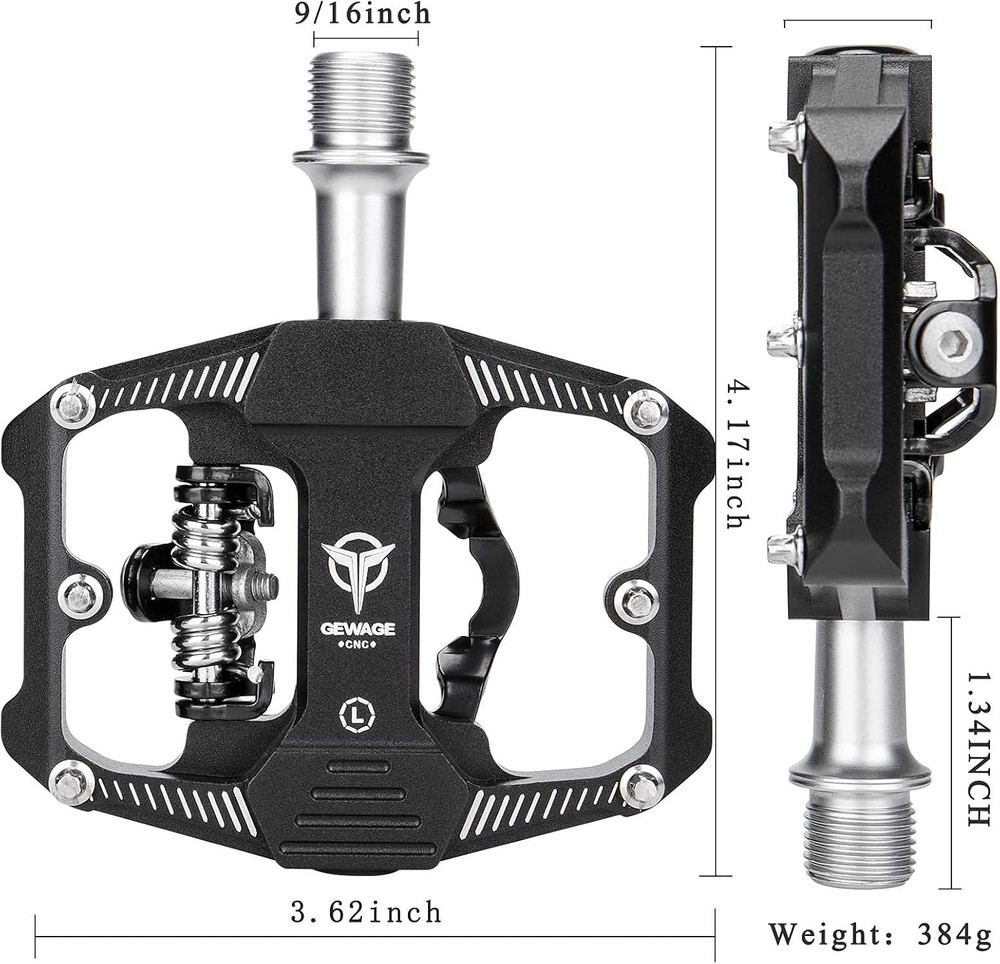 Dual Function Mountain Bike Pedals - Flat & Clipless with Sealed Bearings