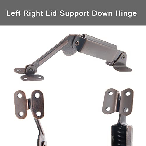 Spring Lid Support Hinge, 2Pcs Left Right Lid Support Hardware Hinge for Box,