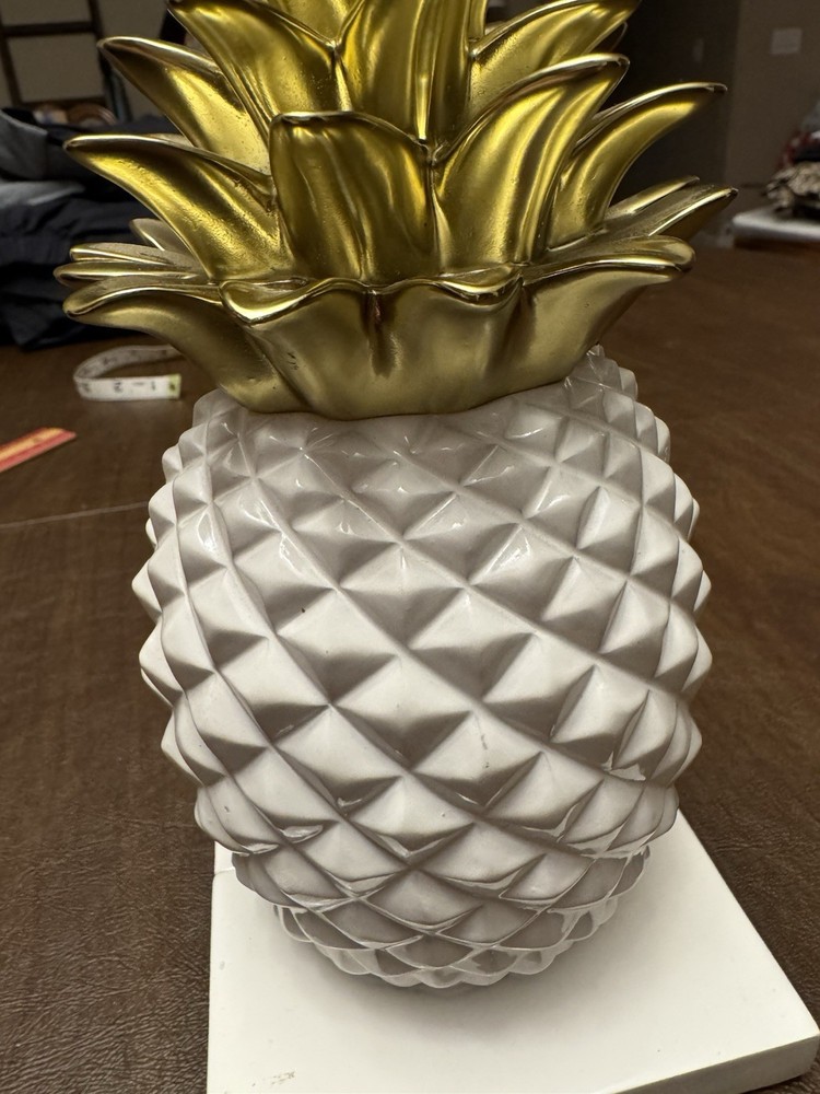 Pineapple bookends White and Gold Ceramic Pineapple Decor