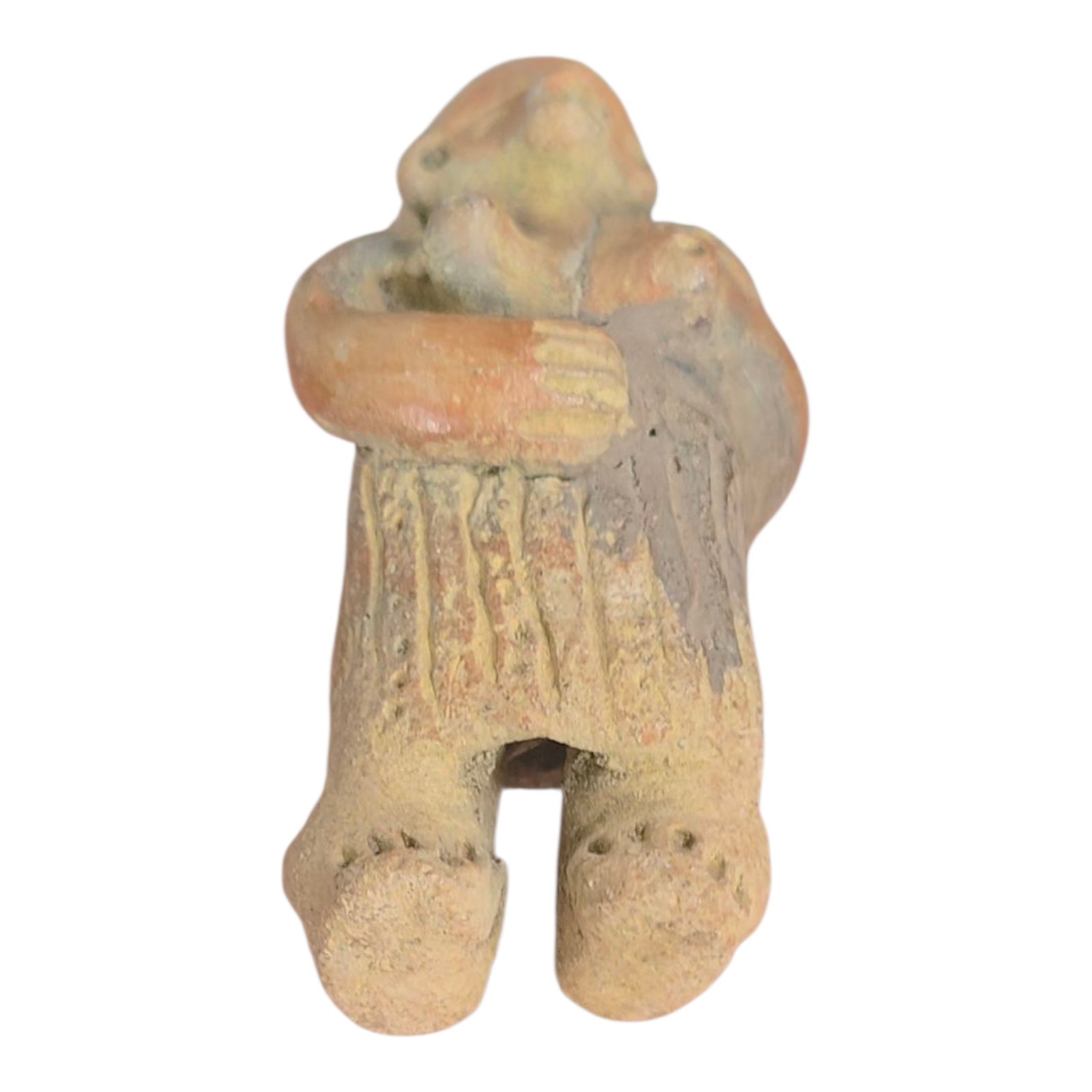 Ancient Pre-Columbian Human Effigy Carved Stone Artifact Mother With Child