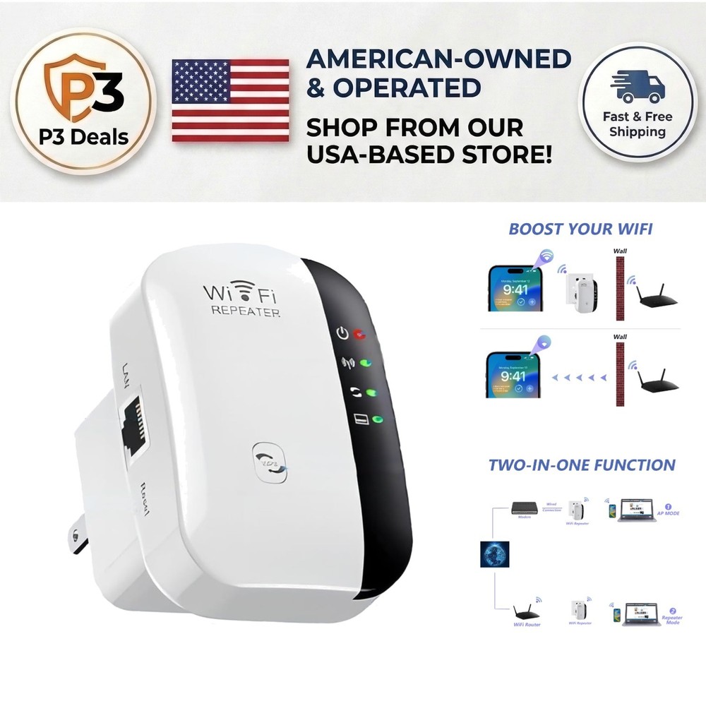 Seamless Long Range WiFi Extender With Ethernet Port - Secure & Fast Connection