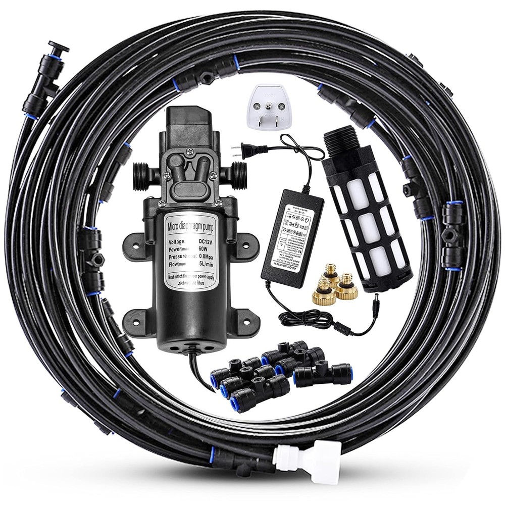 Outdoor Misting Cooling System Pump Kit with Nozzles