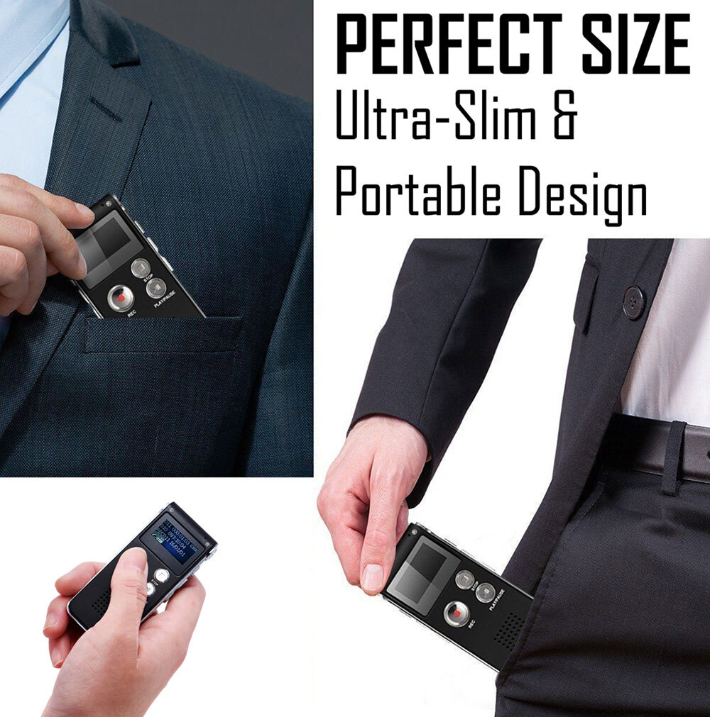 Digital Voice Recorder Dictaphone Audio Sound Recorder Mini Small Spy Lecture*