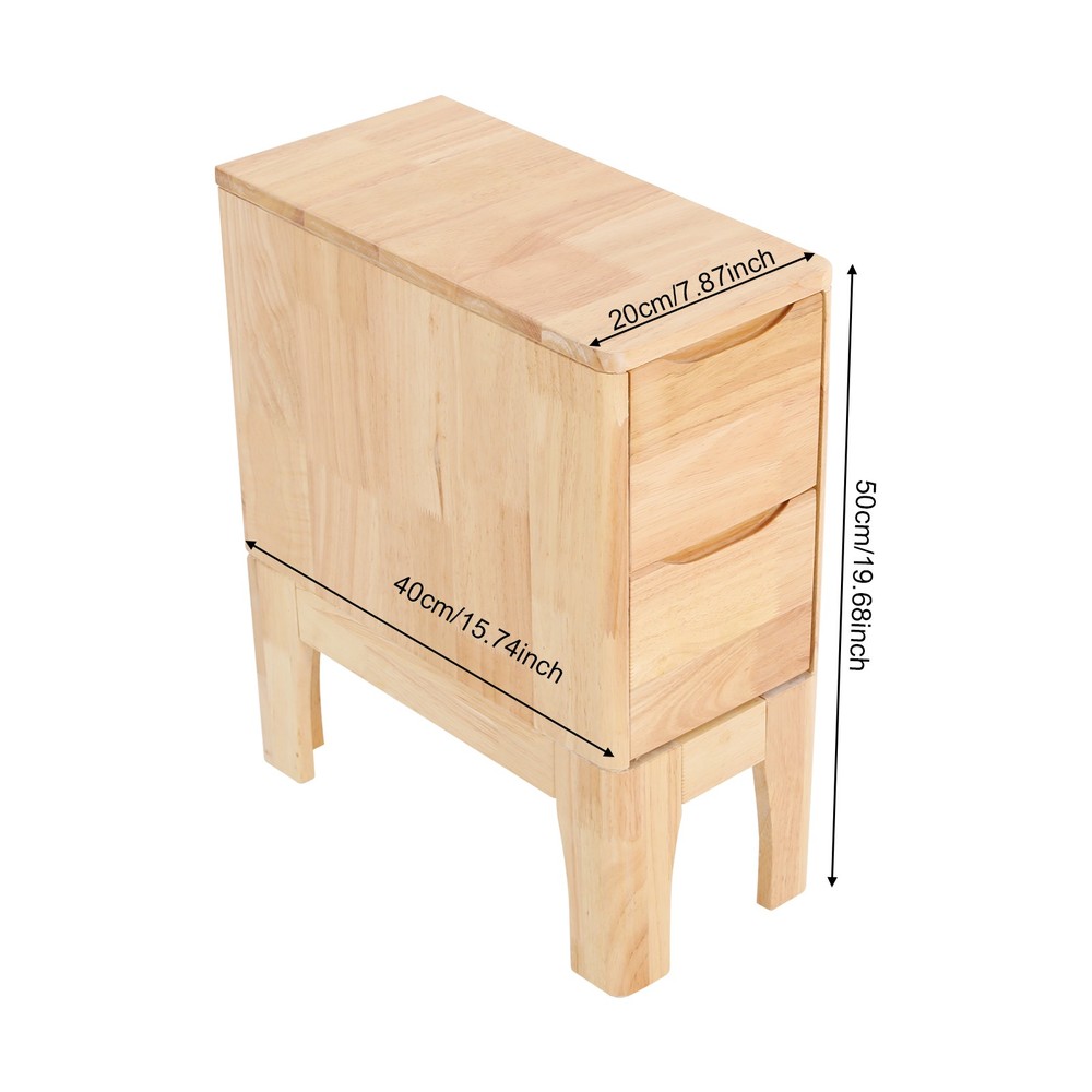 Bedside Table, Wood Color Sofa Side Table, Bedside Table with Drawers 20*40*50cm