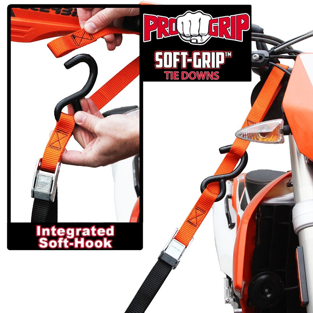 Progrip Powersports Motorcycle Soft Loop Tie Down Straps Lab Tested (4 Pack) Org