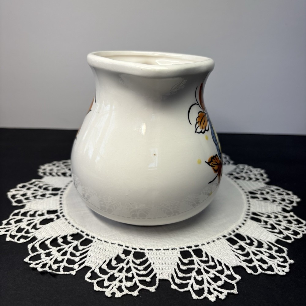 Hand Painted Reubans Original Floral Ceramic Pitcher 1977