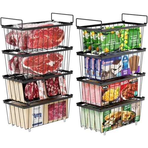 Freezer Organizer Bins - 8 Pack Small Stackable Deep Freezer Eight Pack