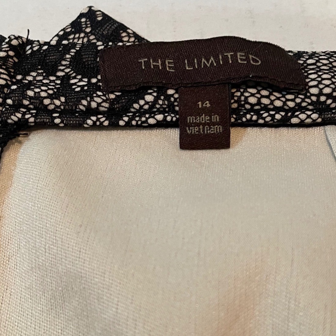 The Limited Womens Black Cream Floral Lace Pencil Skirt Size 14 Lined Back Zip