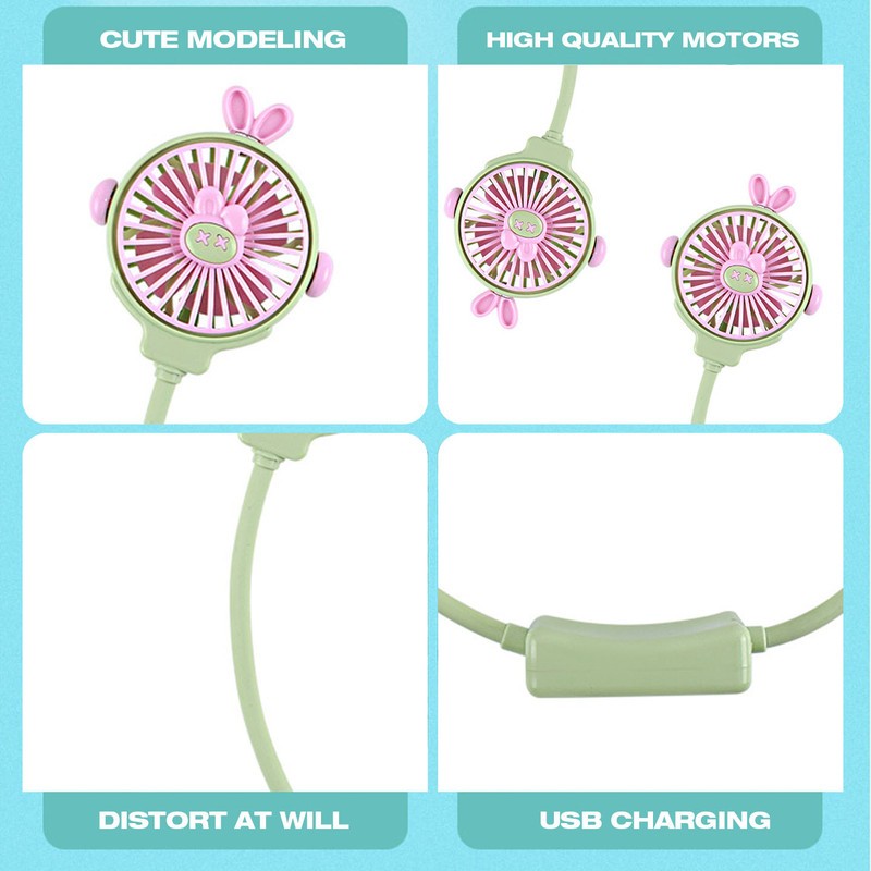 USB & Solar - Powered Visor Fan Hat Green