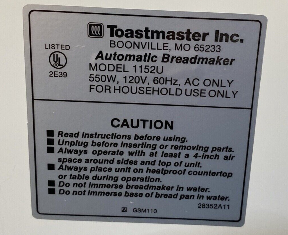 Drive Coupling for Toastmaster Bread Box Breadmaker Models 1152 1152T 1152U