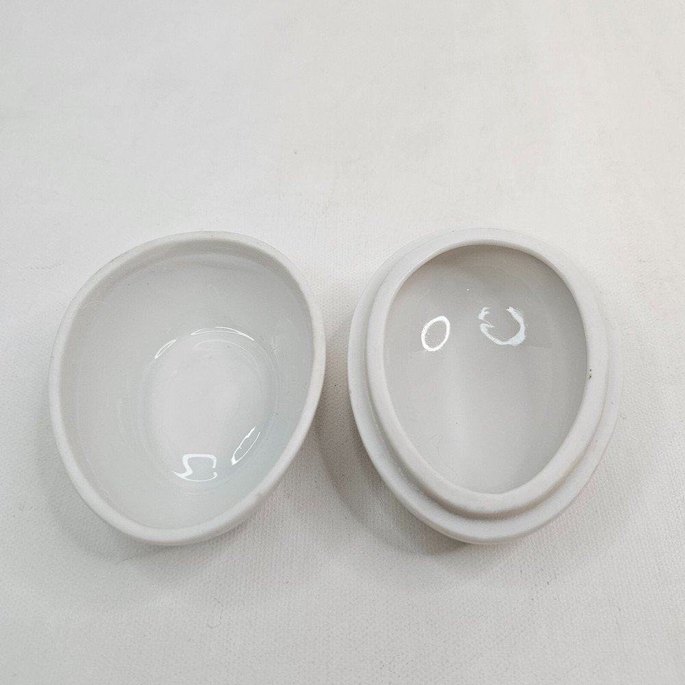 Porcelain Trinket Egg 2 Part Easter Vanity Jewelry Box Decor Gift