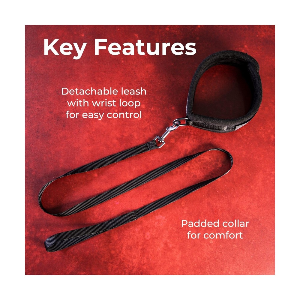 Neck Collar and Leash – Adjustable Bondage Collar and Leash – BDSM C