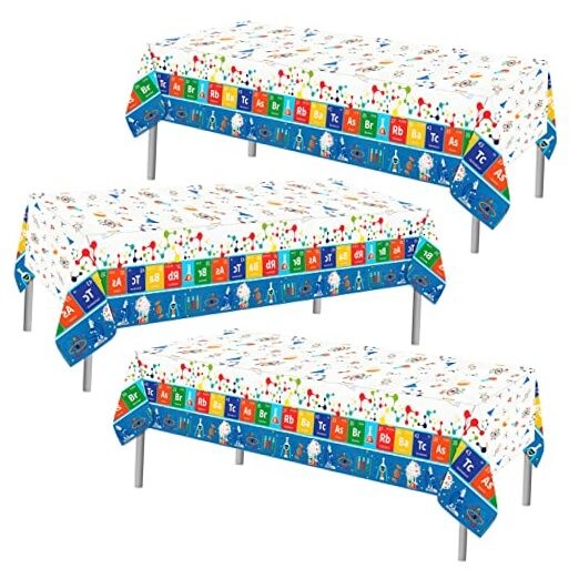 3 PCS Science Tablecloths Science Themed Tablecloth Plastic Table Covers