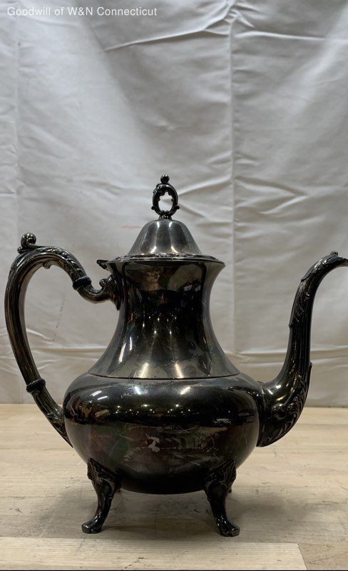 E.G. Webster & Son Silver Plate Coffee Pot Footed Victorian Style 11.5" H